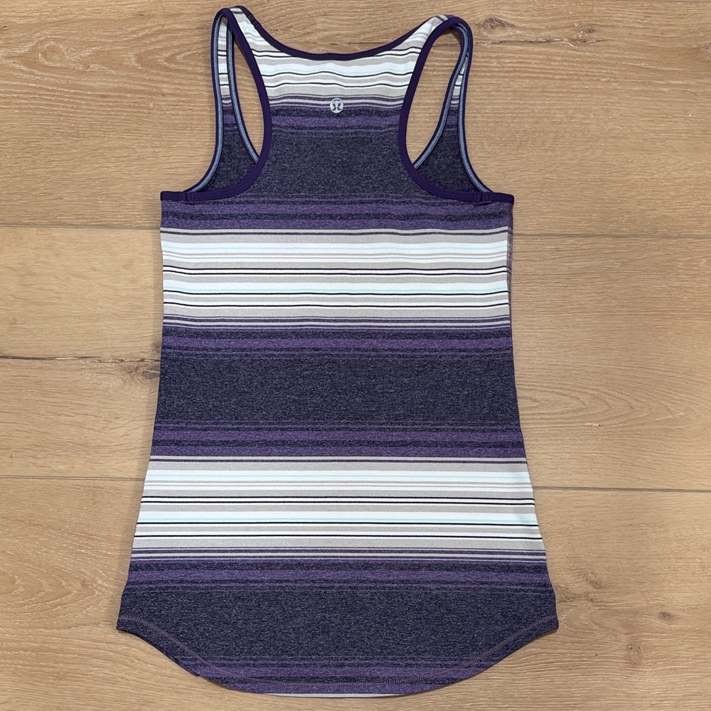 Lululemon Refresh Racer Purple Striped Racerback Tank Top